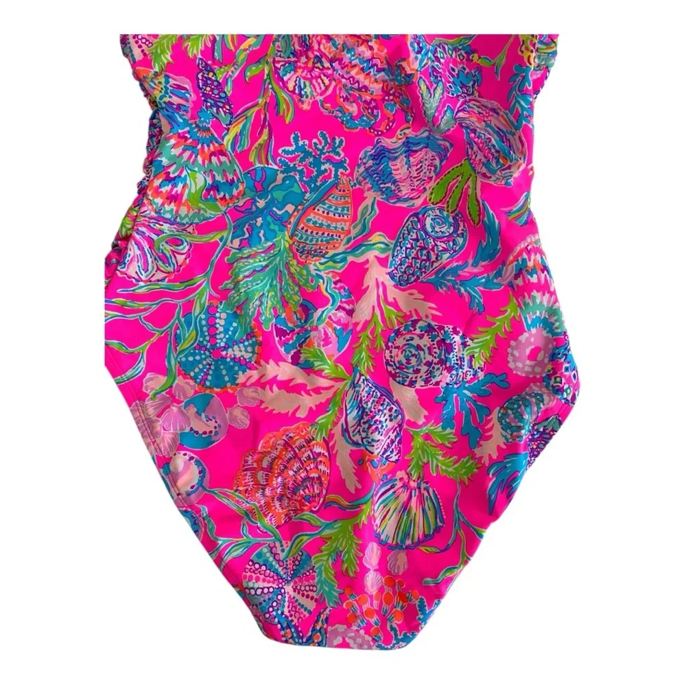 Lilly Pulitzer Flamenco Swimsuit Shell Me Something Good Sz 12 Pink Isle Bathing - Picture 7 of 8